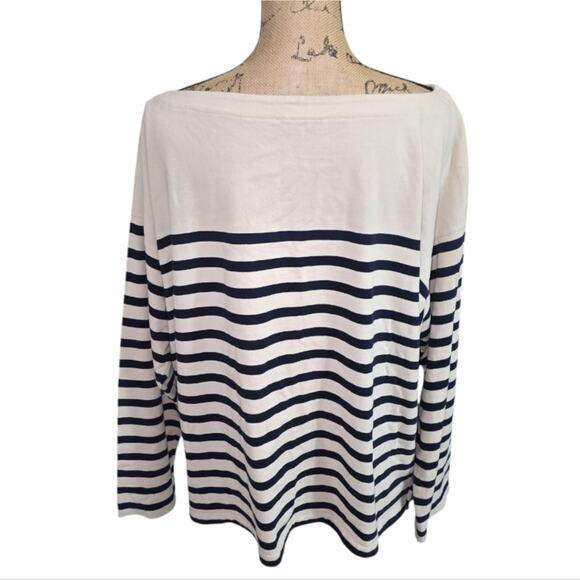 J. Crew Cropped boatneck T-shirt with buttons in mariner cotton Plus Size 2X - Picture 3 of 8